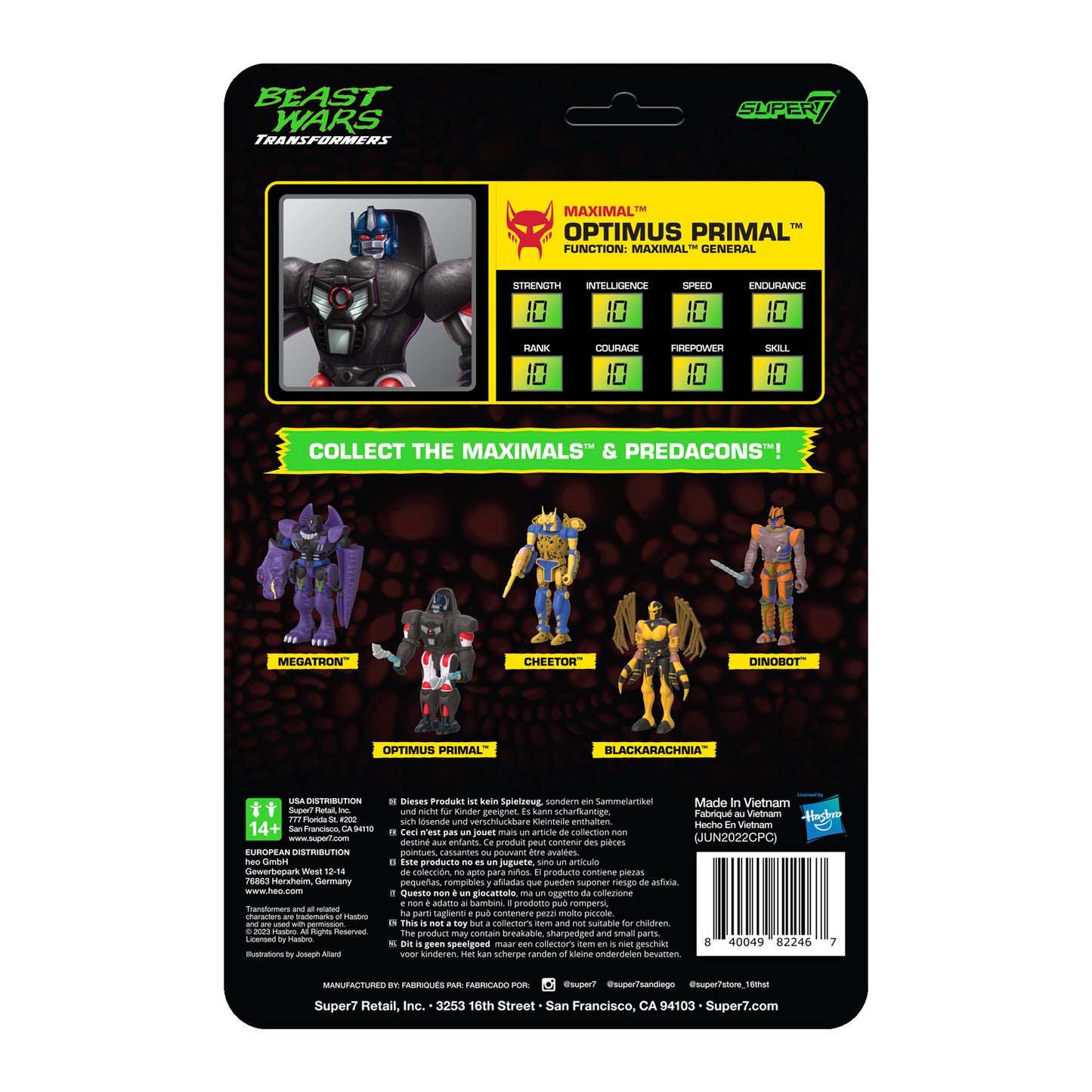 Super7 - TRANSFORMERS REACTION WAVE 7 BEAST WARS - OPTIMUS PRIMAL