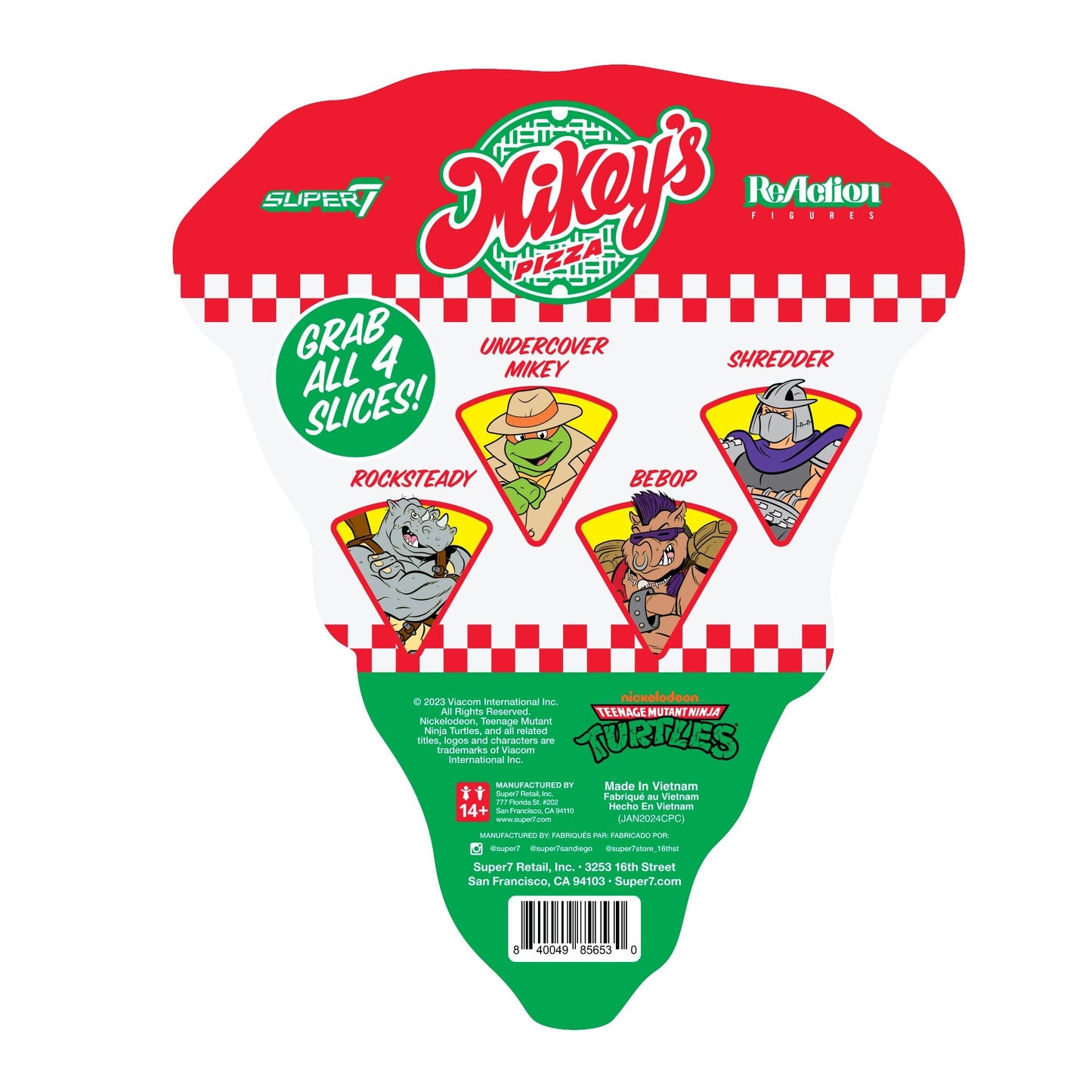 Super7 - TEENAGE MUTANT NINJA TURTLES REACTION FIGURES WAVE 10 - ROCKSTEADY (WEIRD PIZZA TO GO)