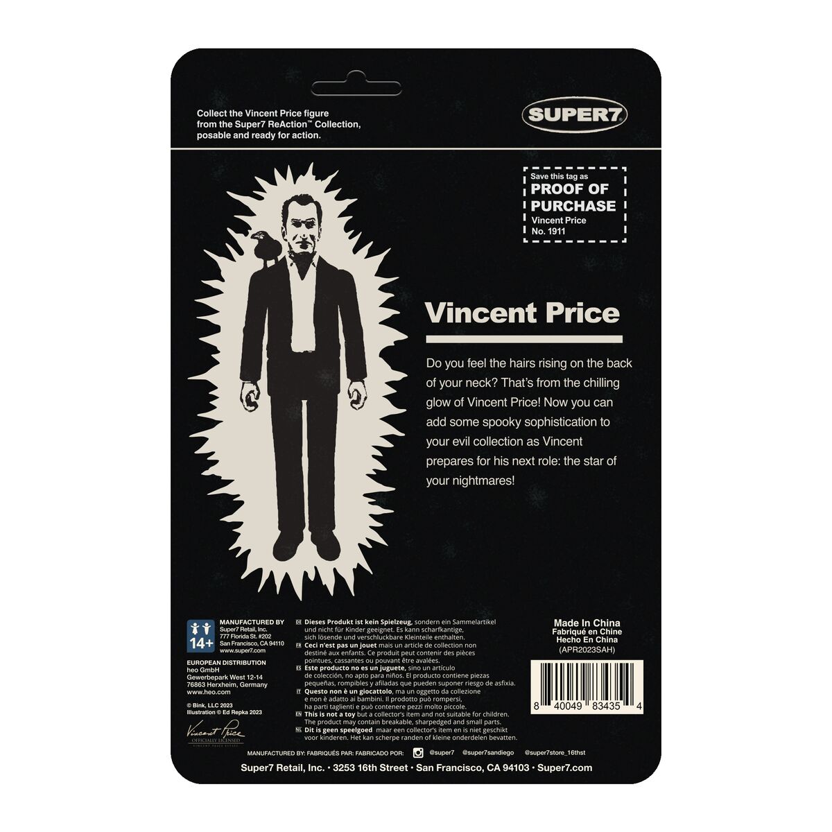 Super7 - VINCENT PRICE REACTION FIGURES - VINCENT PRICE (MONSTER GLOW)
