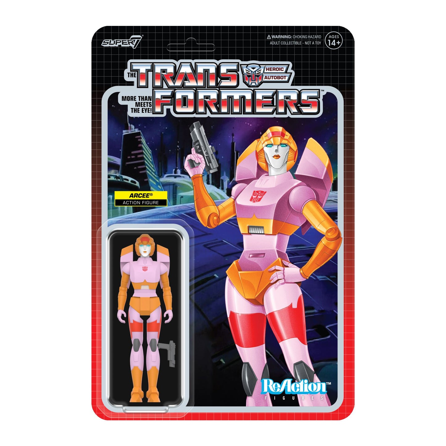 Super7 - TRANSFORMERS REACTION FIGURES WAVE 08 - ARCEE (PINK & ORANGE)