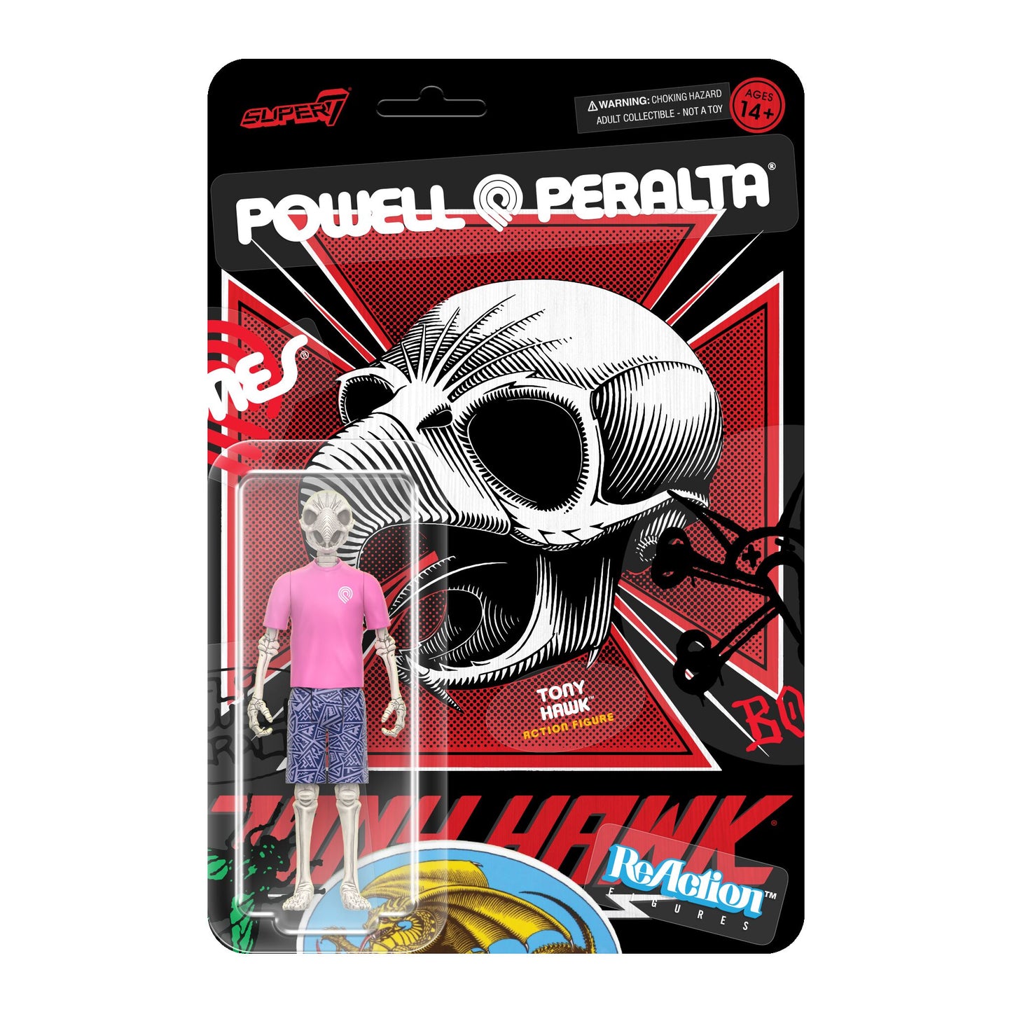 Super7 - POWELL-PERALTA REACTION FIGURES WAVE 05 - TONY HAWK (MT. TRASHMORE '85)