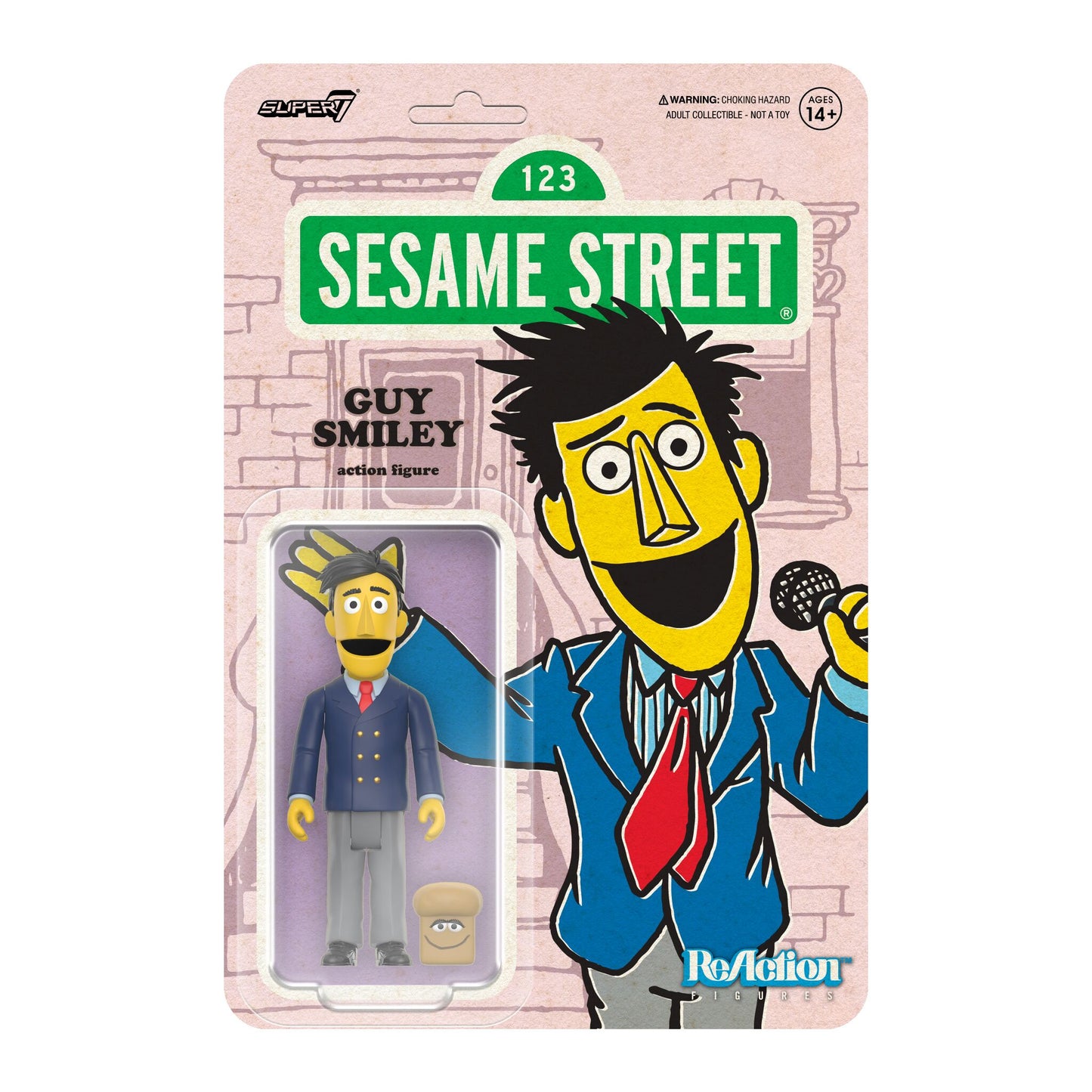 Super7 - SESAME STREET REACTION FIGURES WAVE 02 - GUY SMILEY (W/ BREAD)