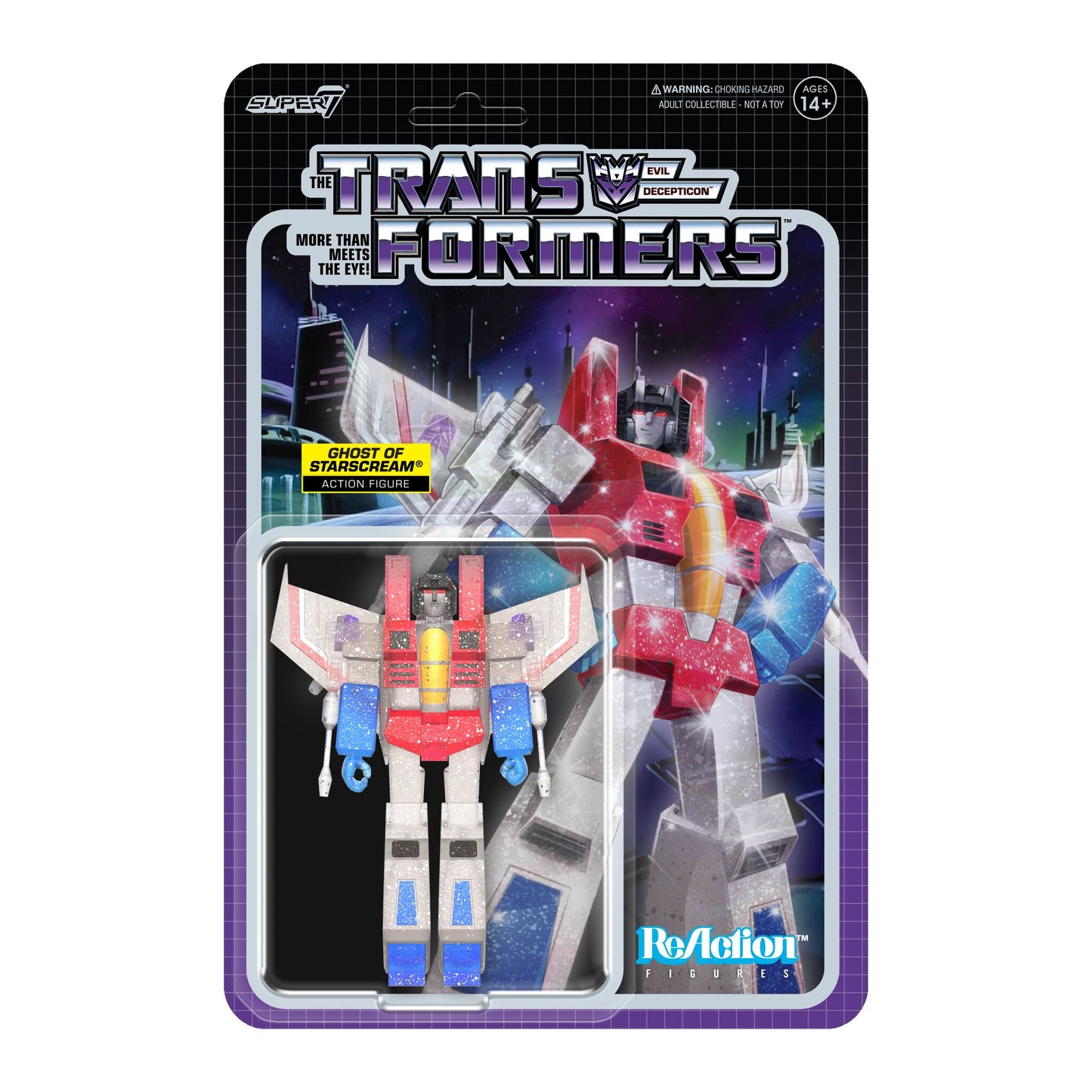 Super7 - TRANSFORMERS REACTION FIGURES WAVE 08 - GHOST OF STARSCREAM (TRANSLUCENT GLITTER)