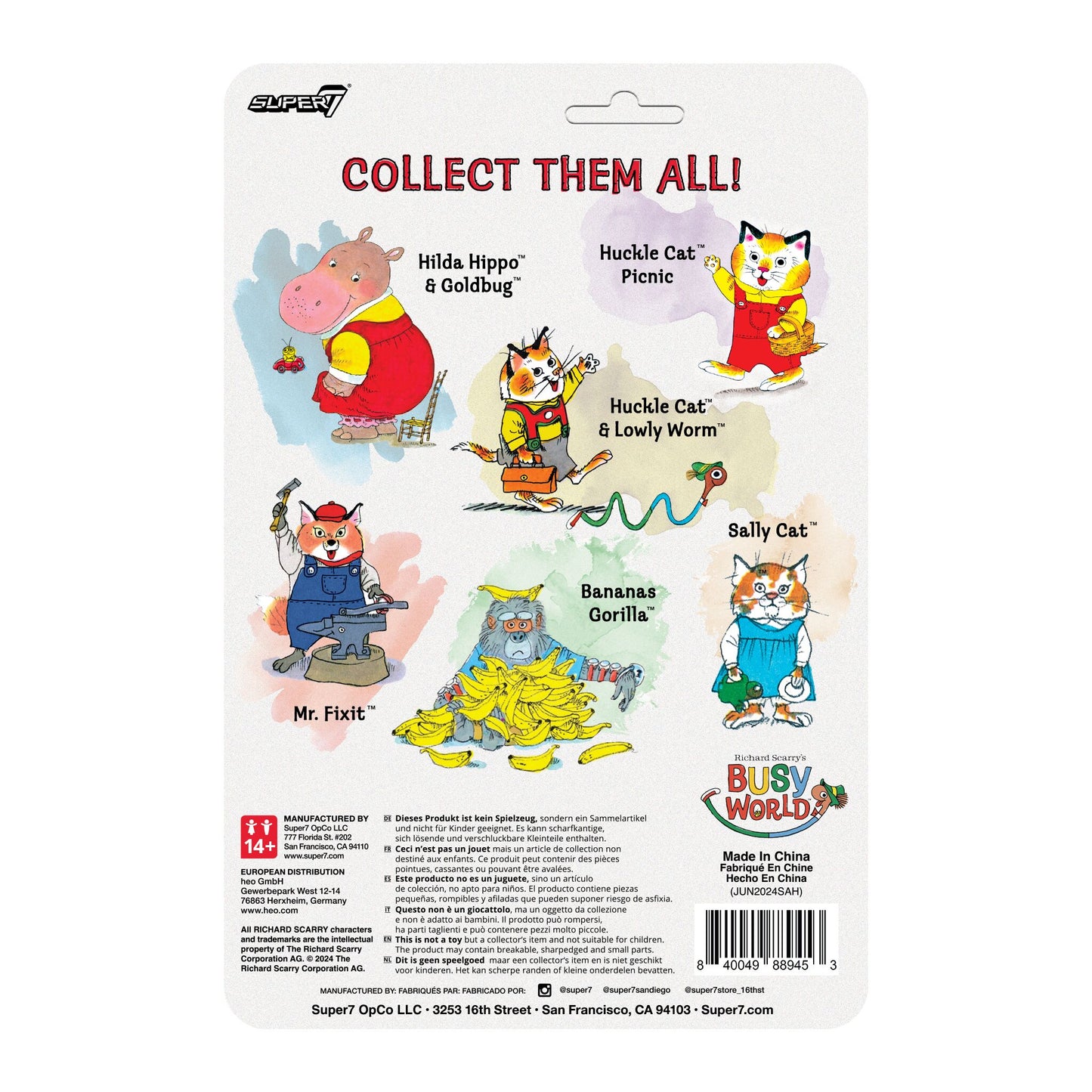 Super7 - RICHARD SCARRY REACTION FIGURES WAVE 02 - HUCKLE CAT (OVERALLS)