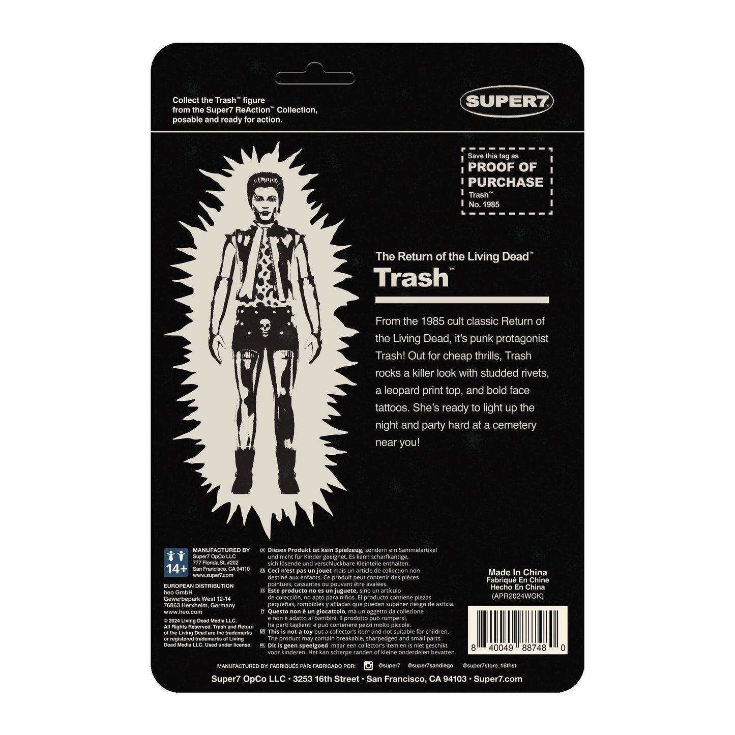 Super7 - RETURN OF THE LIVING DEAD REACTION FIGURES WAVE 04 - TRASH (MONSTER GLOW)