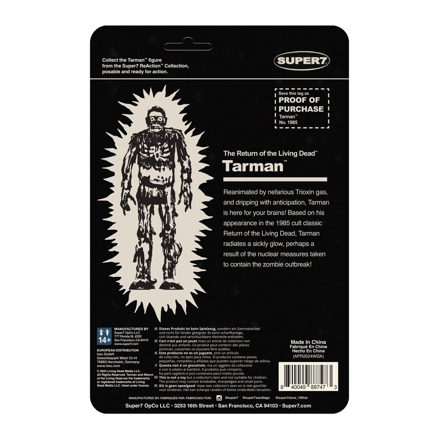 Super7 - RETURN OF THE LIVING DEAD REACTION FIGURES WAVE 04 - TARMAN (MONSTER GLOW)