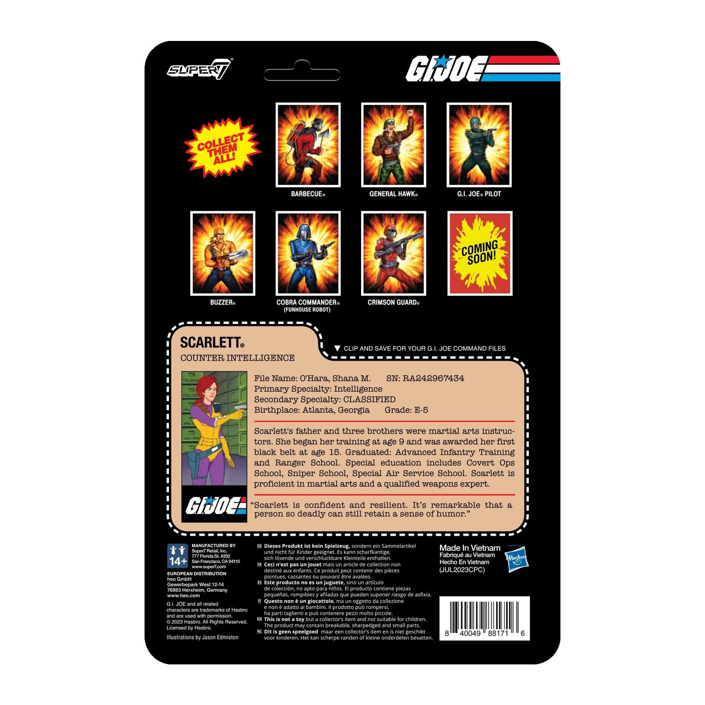 Super7 - G.I. JOE REACTION FIGURES - SCARLETT (DIC PURPLE)